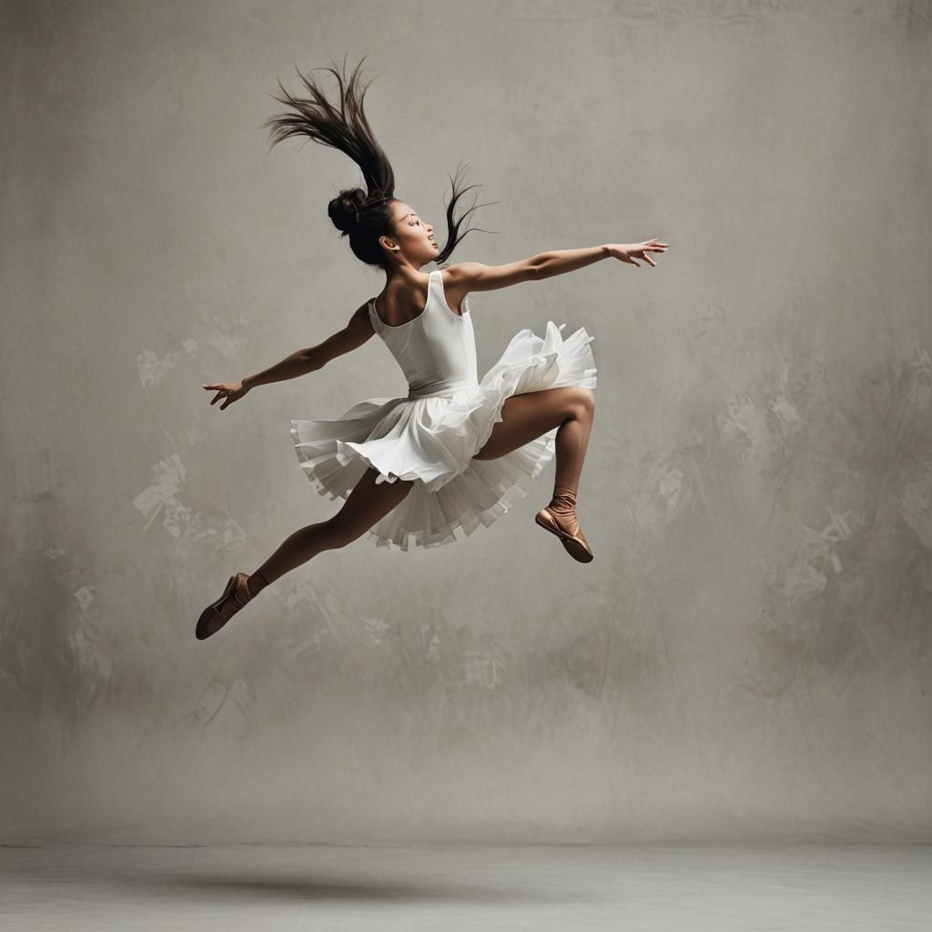 Graceful Dancer Mid-Leap: A Digital Rendering