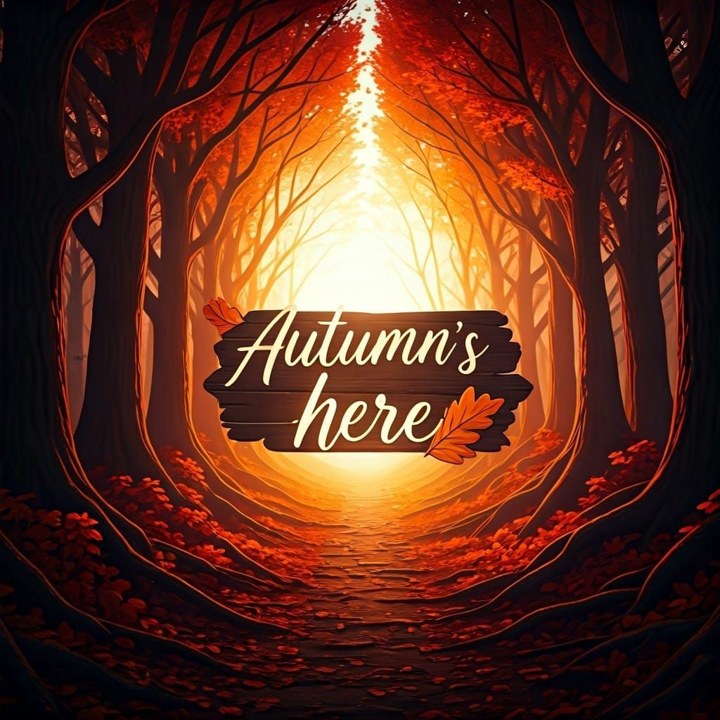 Enchanted Forest Sign Declares Autumn in Fantasy Art