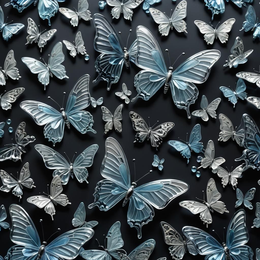 Delicate Glass Butterfly Sculpture in Blue