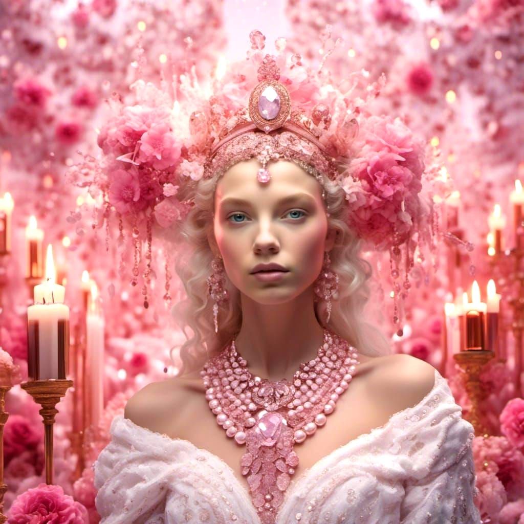 Hyperreal Goddess Venus Portrait with Crystals and Light