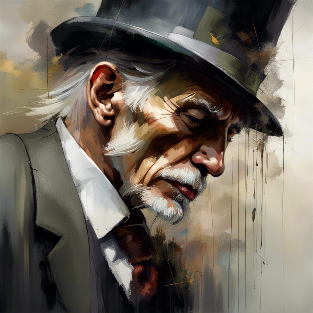 Emotional Portrait of Elderly Man in Fine Art Style
