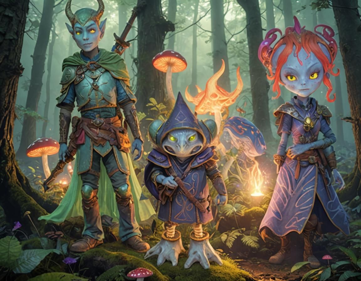 Mystical Forest Adventure: A DND Party in Digital Art