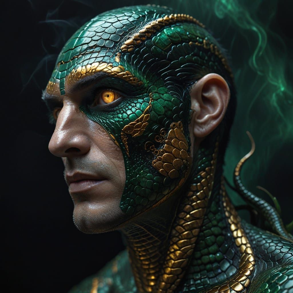 Surreal Serpent Transformation in Vivid Digital Art