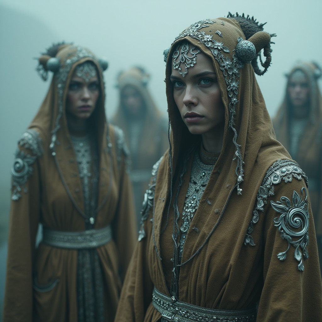 Ethereal Ozorian Figures in a Mystical Realm