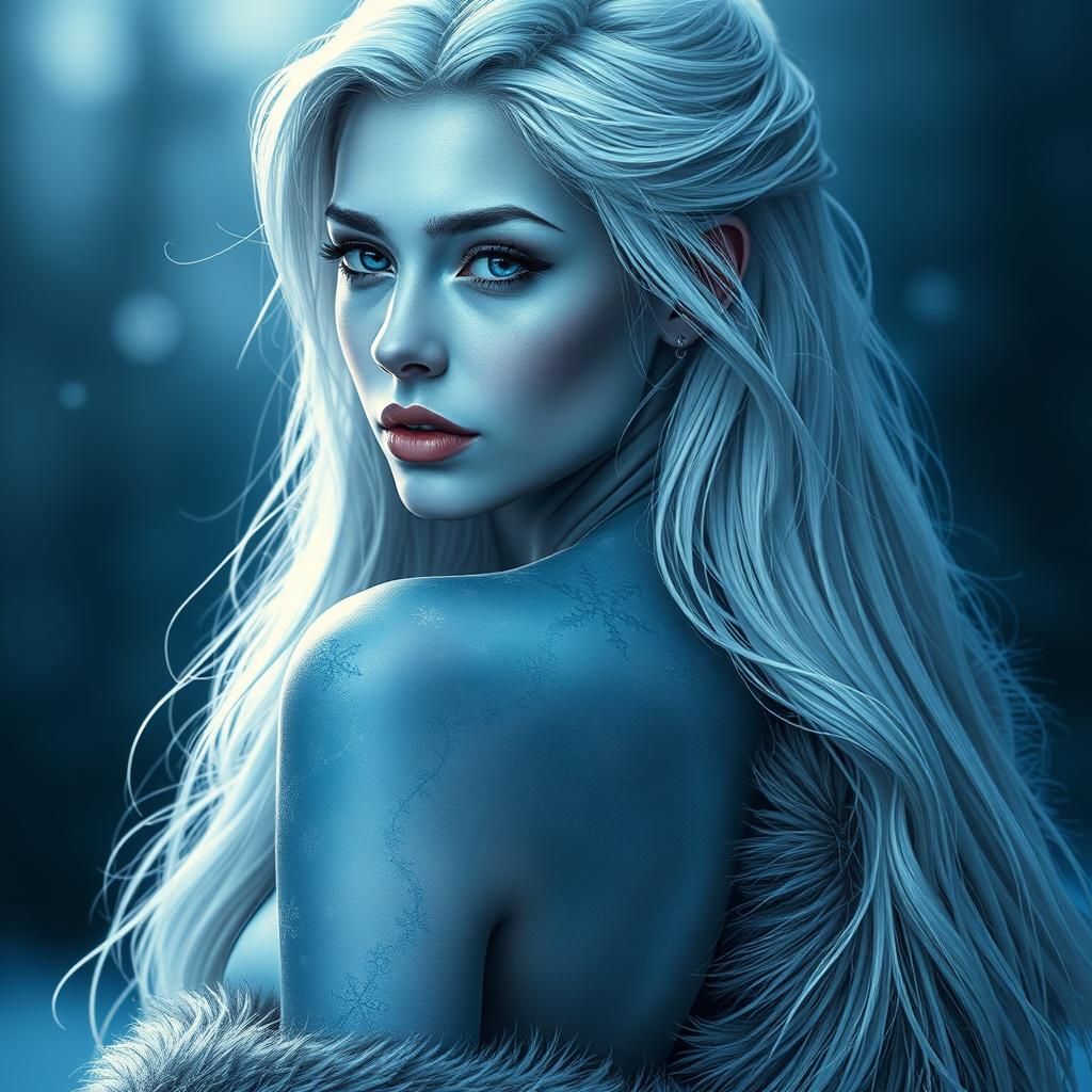 Majestic Winter Goddess Portrait in Digital Art Style