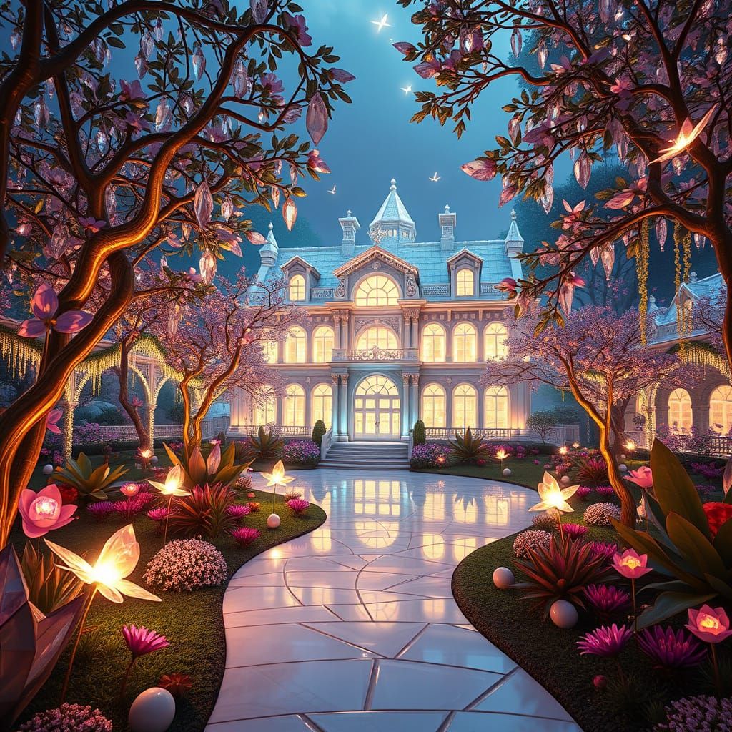 Diamond Crystal Botanical Garden, Ultra-Detailed 8K