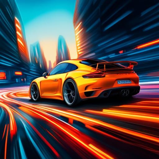 Futuristic Magma Porsche in Art Nouveau Style