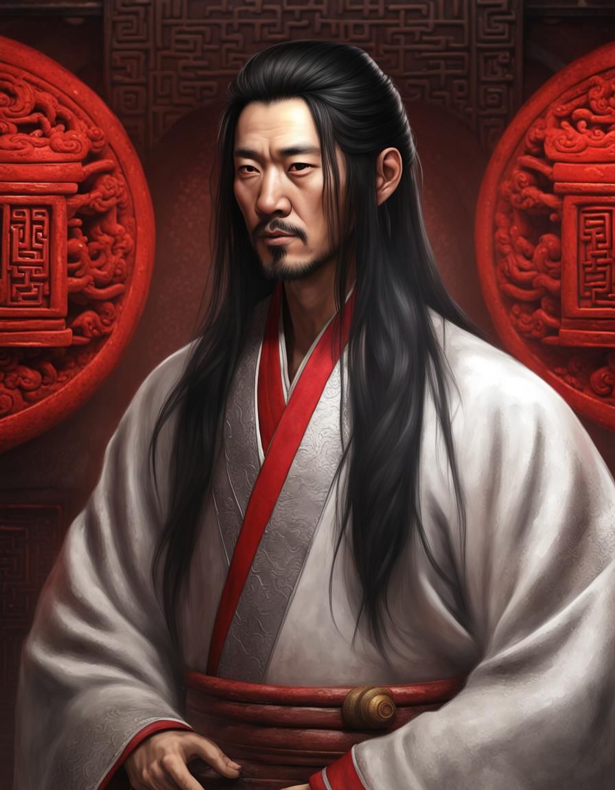 Chinese Man Portrait in Ancient Alchemist Cave