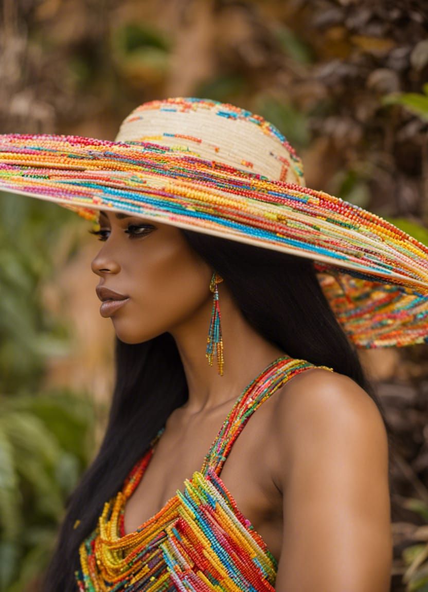 Recycled drinking straws used to make a sun hat