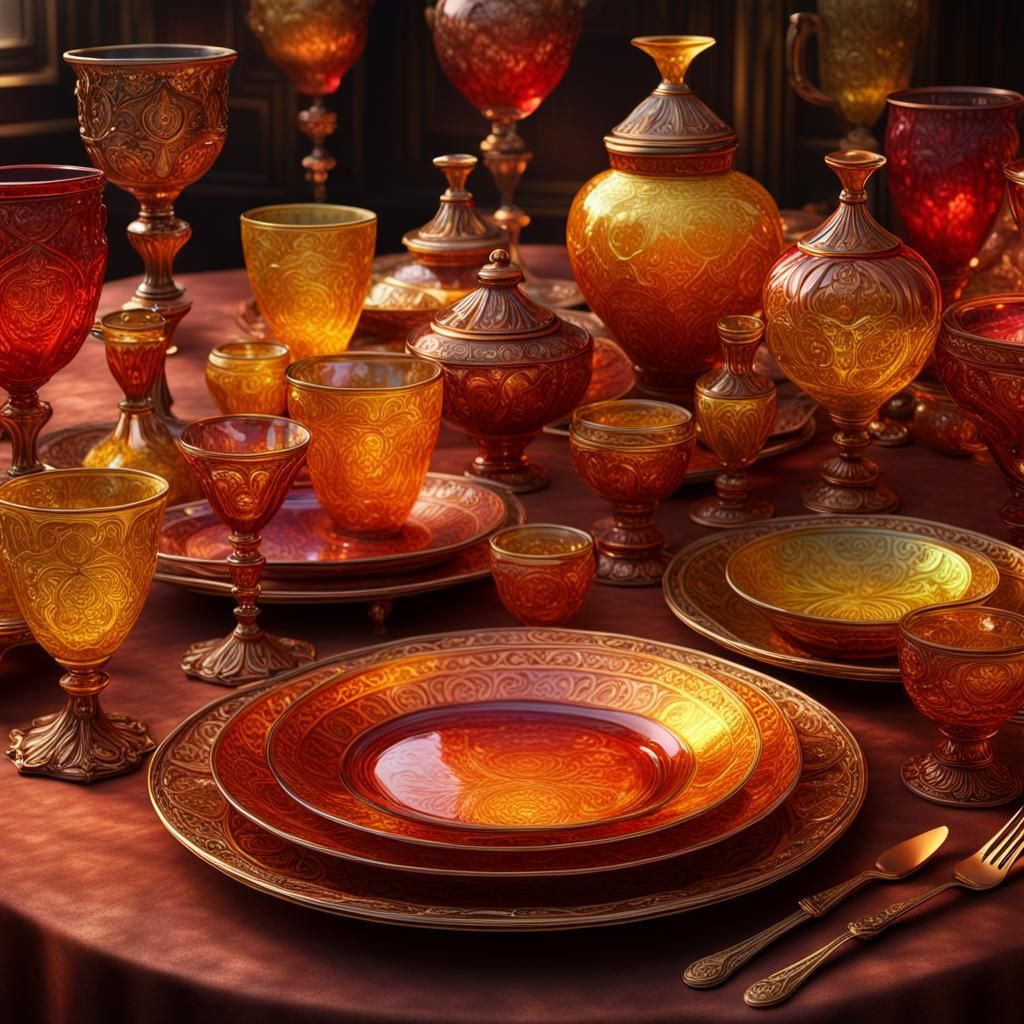 Iridescent Glass Banquet Collection in Autumn Colors