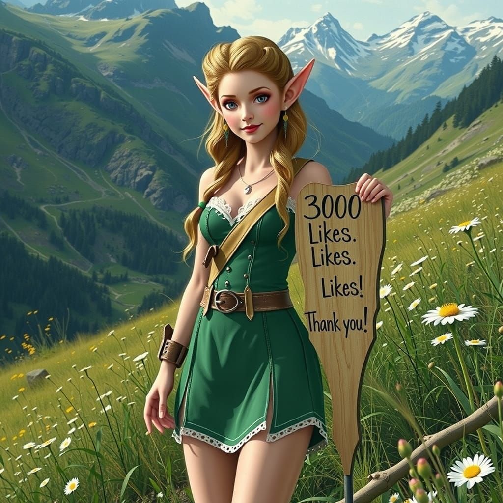 Elven Celebrant in a Verdant Mountain Glade