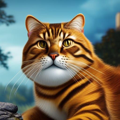 Hyperrealistic Garfield Splash Art Portrait