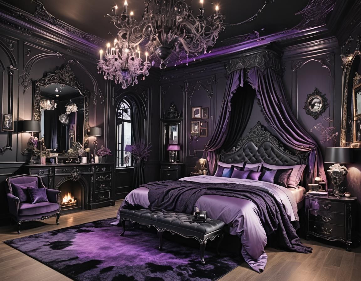 Gothic Romantic Bedroom with Purple Accents