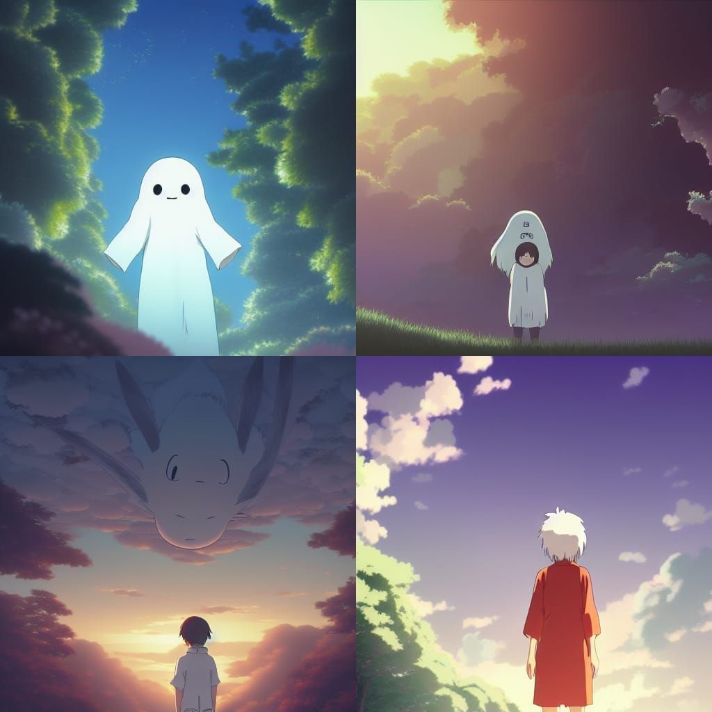 Friendly Ghost in Studio Ghibli Anime Style