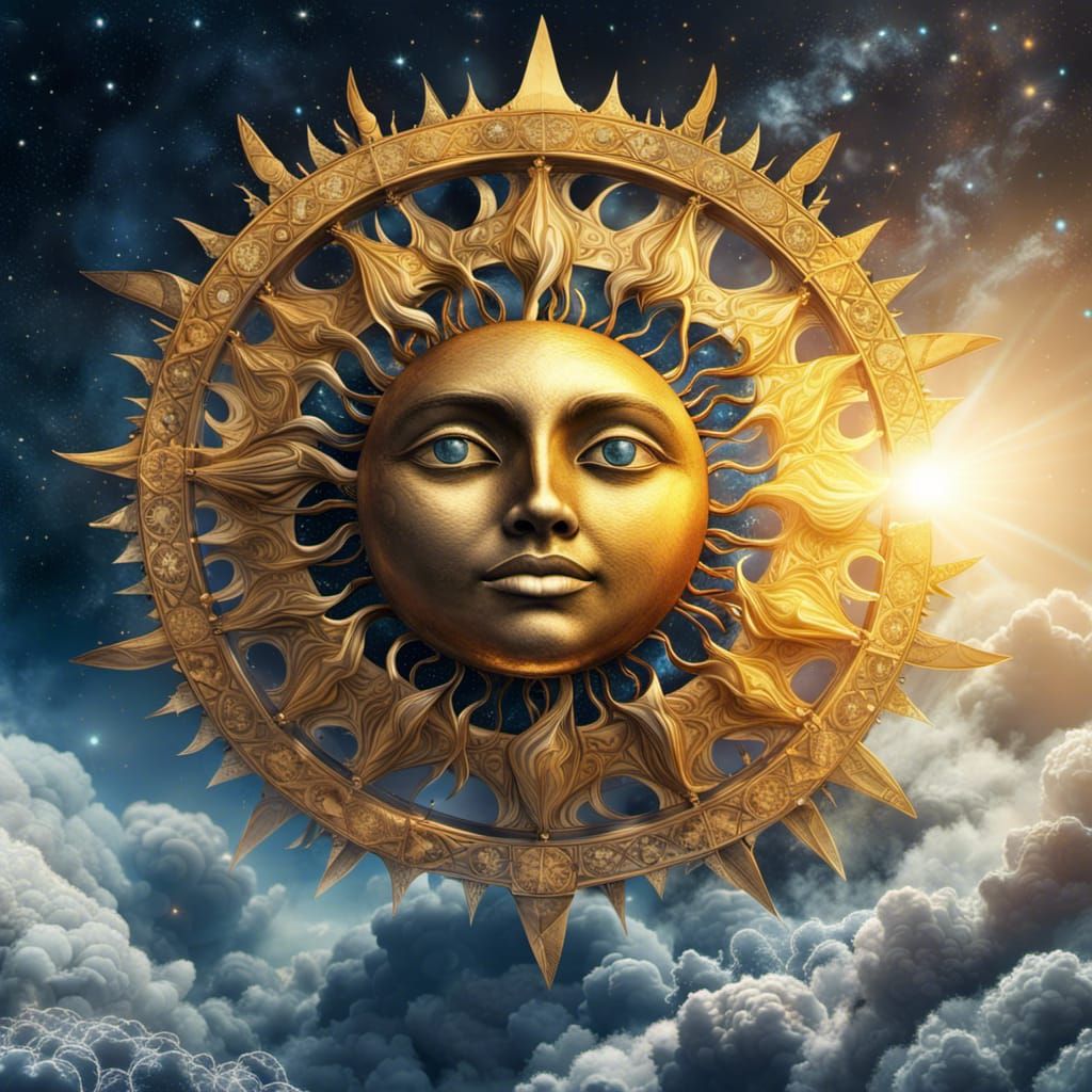 Sun, Moon, and Stars Aesthetic in Gold and Blue