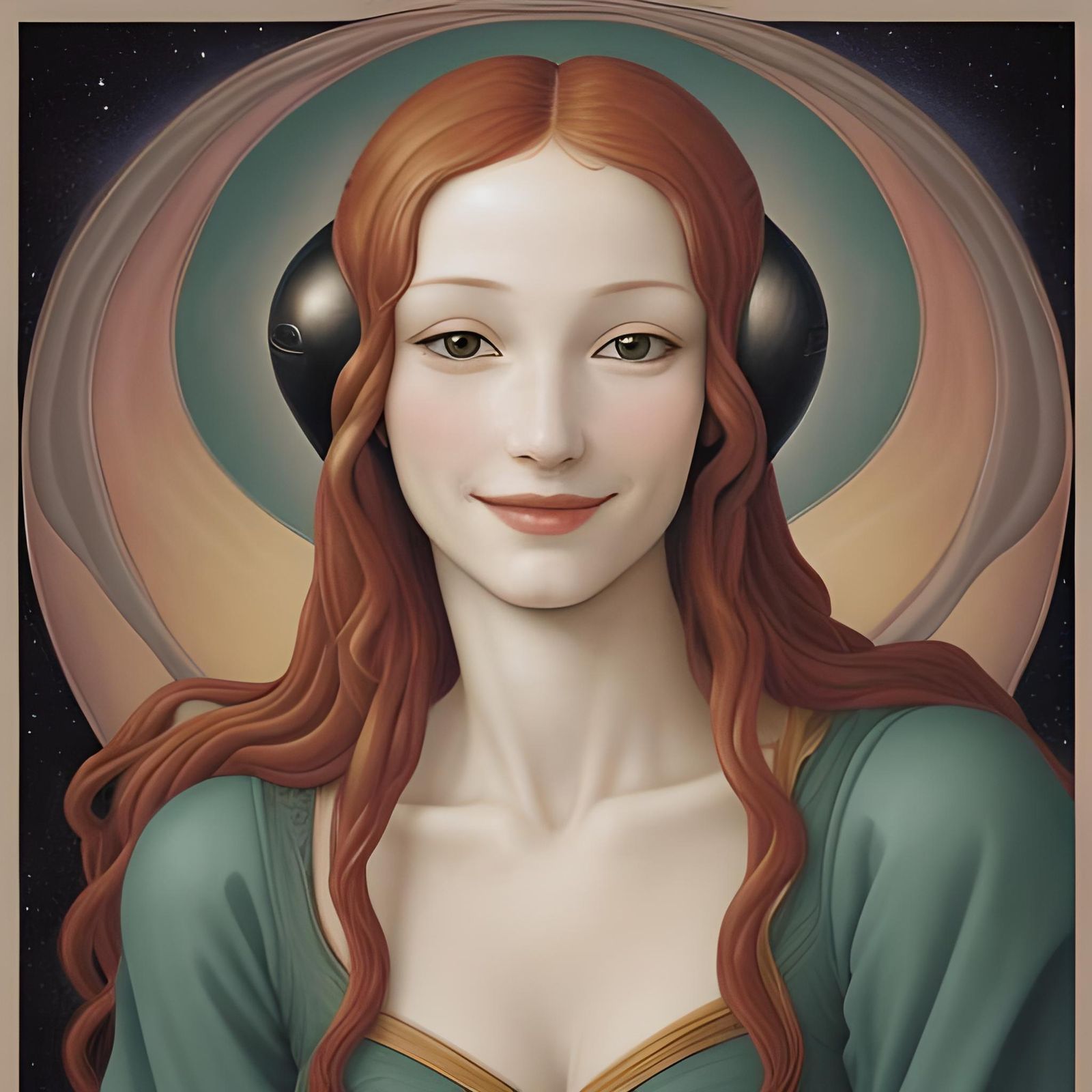 Smiling Alien Woman Portrait in Renaissance Style