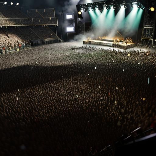 A delicate tea party set in the middle of a mosh pit at a he...