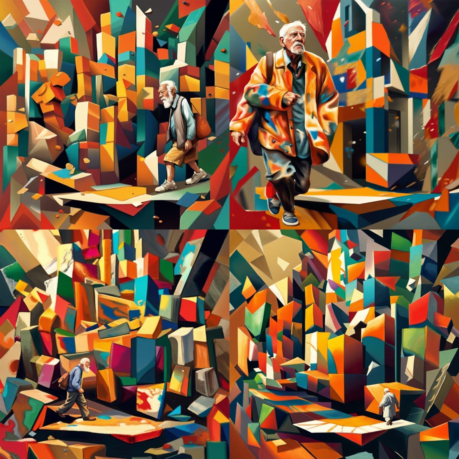 Hyperrealistic Marble Man Walking Down Street