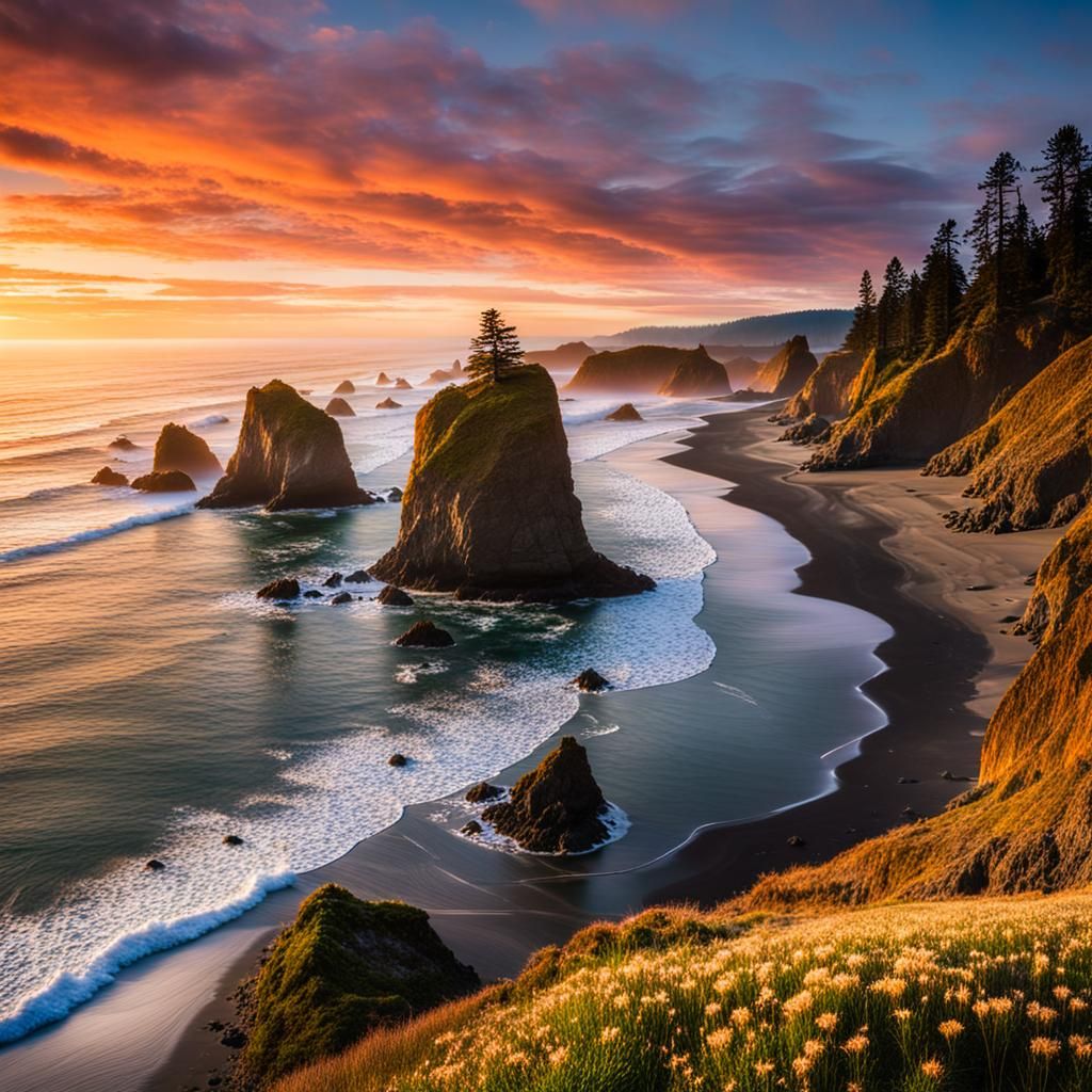Oregon Coast Sunset: Epic Rock Formations