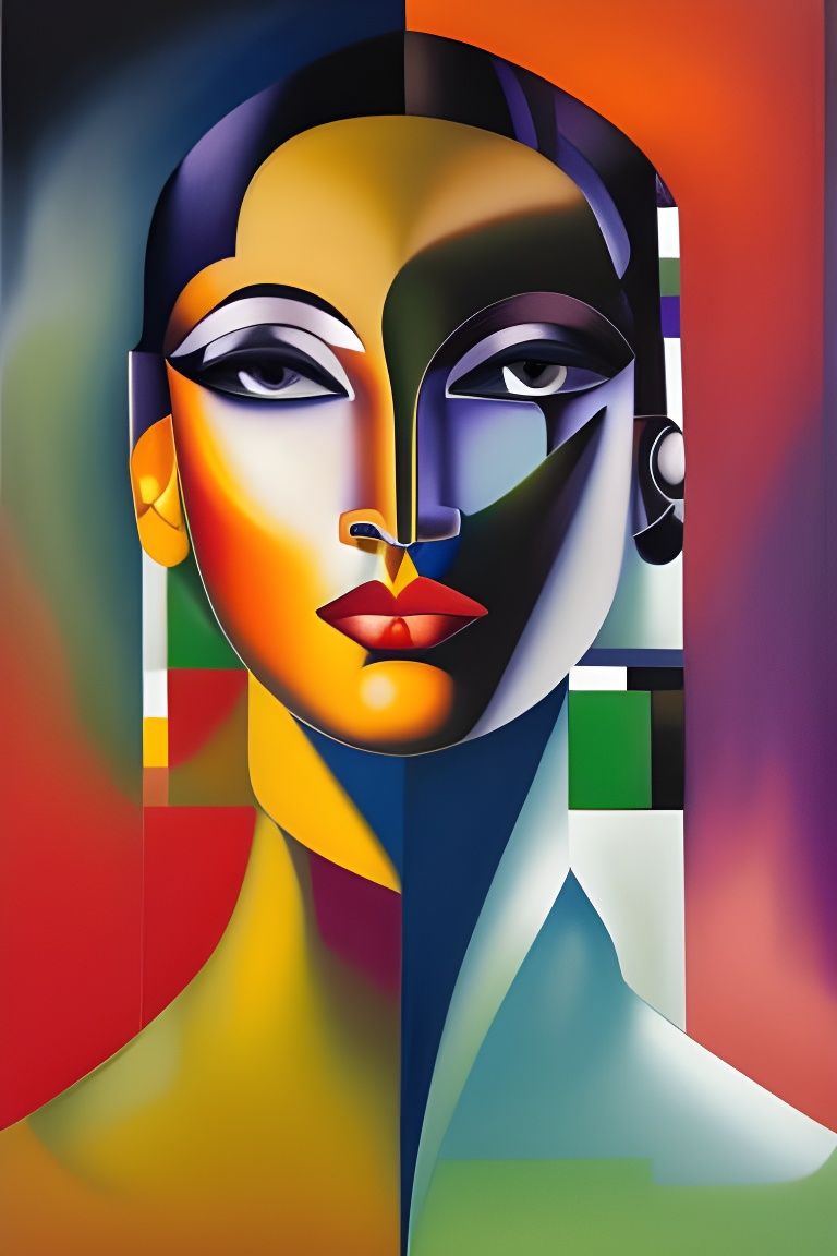 Bold Portrait of Order from Chaos, Art Deco Style