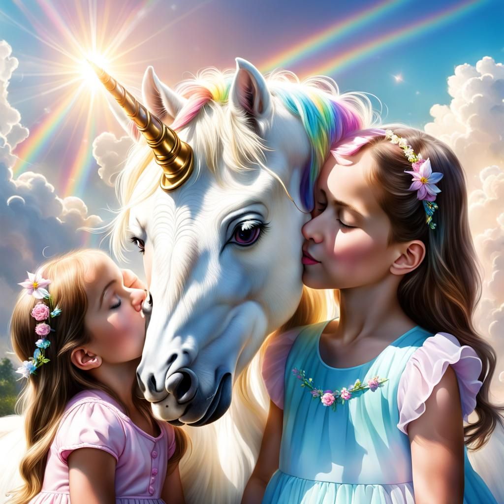 Unicorn's Gentle Kiss: A Moment of Love