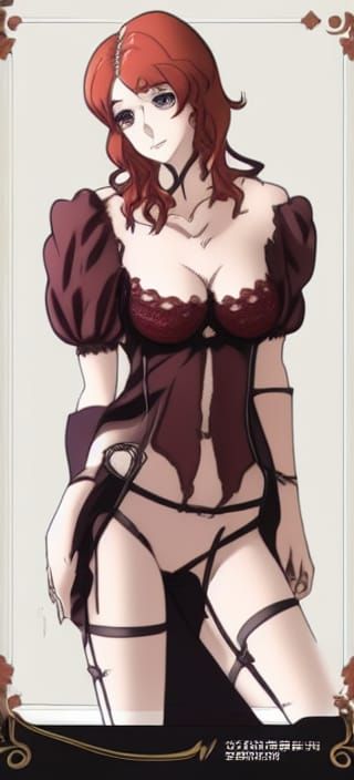 Redhead in Lace Lingerie: Anime-Style Seduction