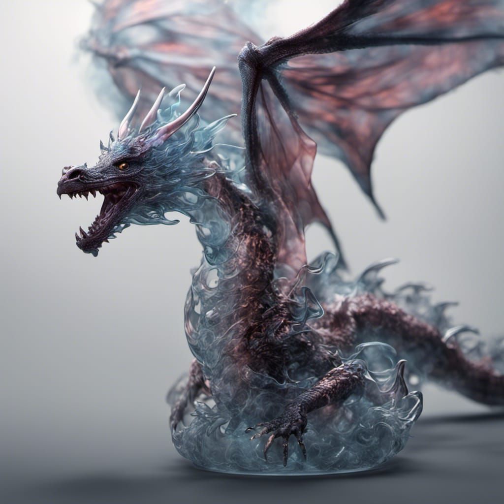 Blown Glass Dragon Figurine in High Quality CGI