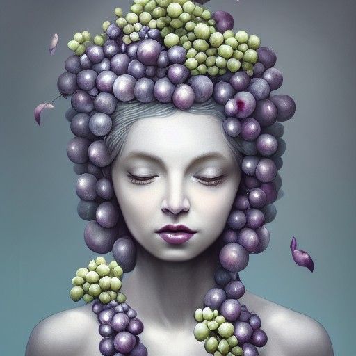 Grapes Goddess Portrait in Ethereal Fantasy Style