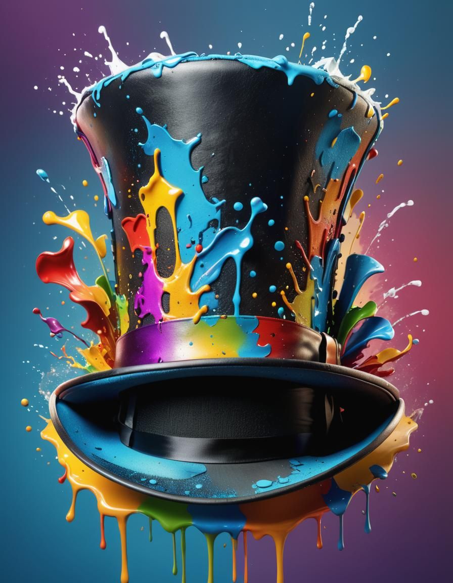 Decorative Top Hat in Hyperrealistic Splash Art Style