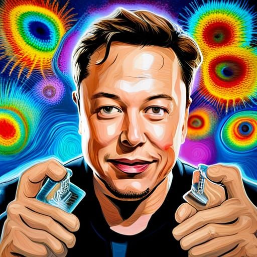 Elon Musk as Mad Scientist in Graffiti Art