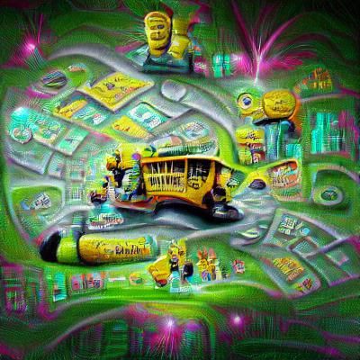 Futuristic Chalk Art: Upside Down School Bus in 4K