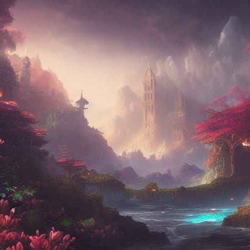Fantastical Matte Painting of Eve in Deep Color