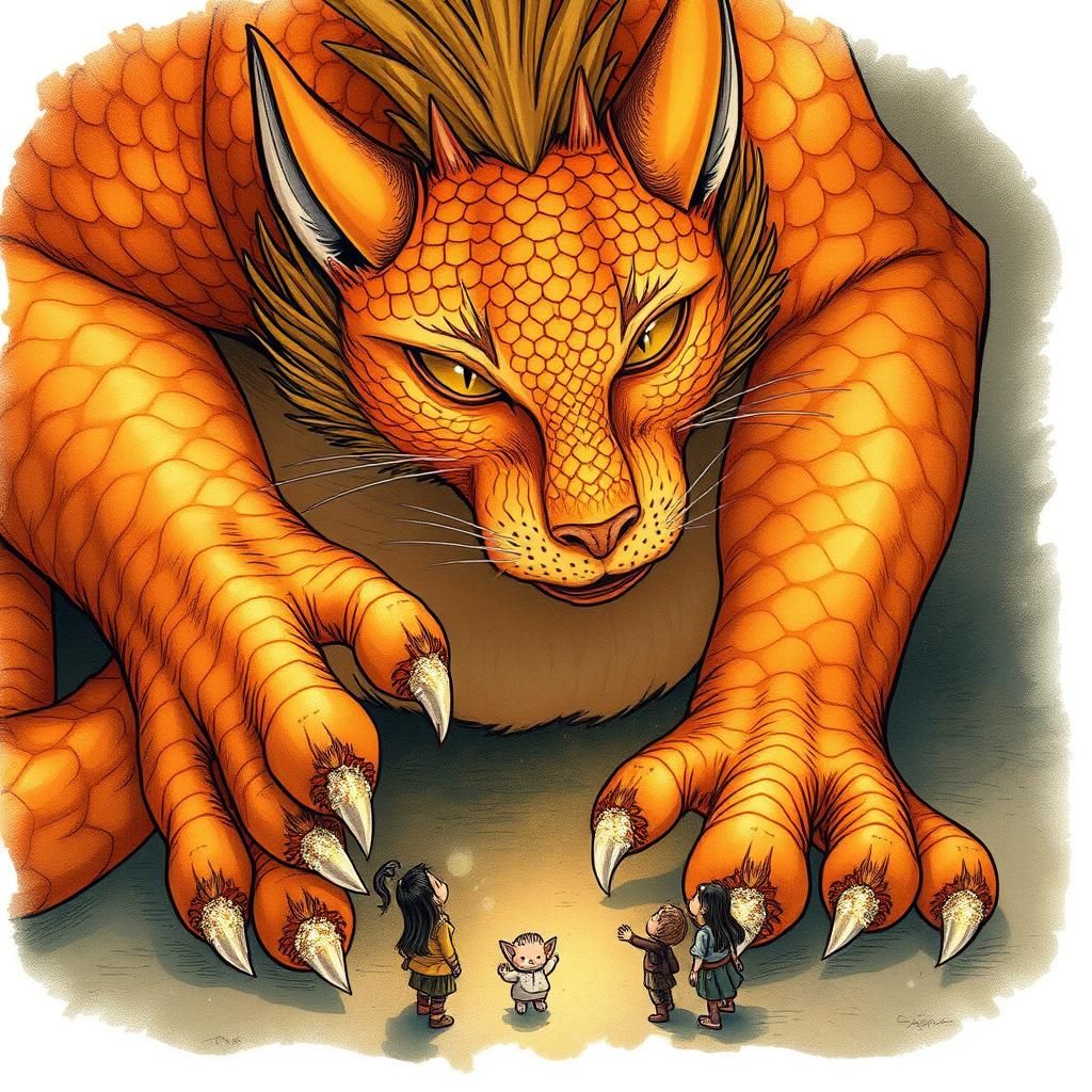 Dragon Cat's Affection: A Whimsical Illustration