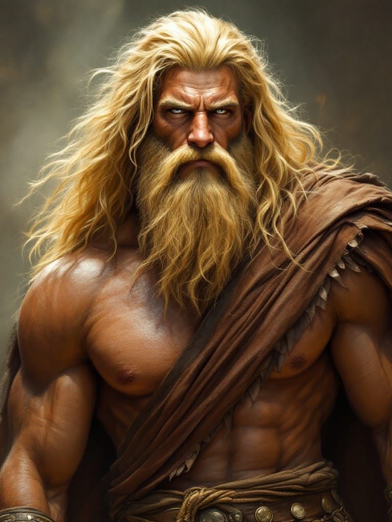 Mighty Ancient Hero Samson with Lionbeard