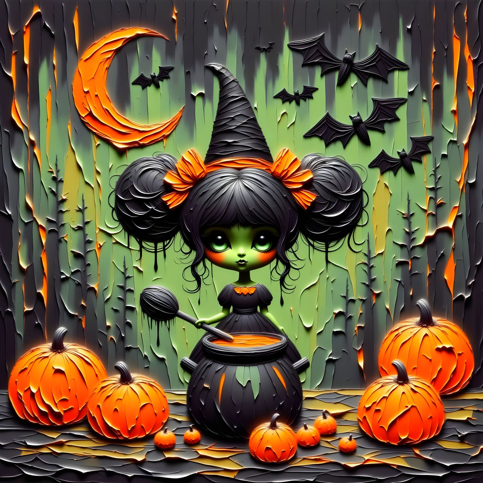 Enchanted Halloween Witch in Miyazaki Style