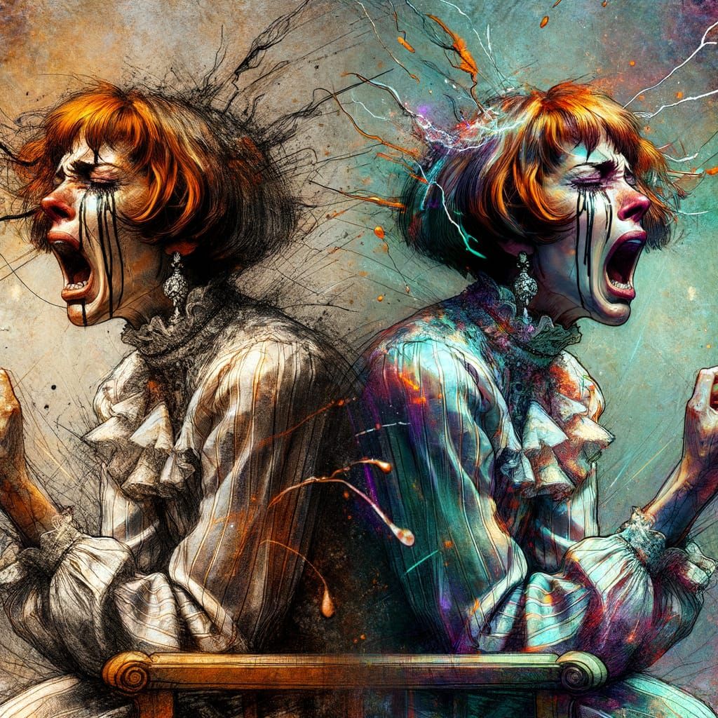 Emotional Horror: Double Exposure Art Inspired by Masters