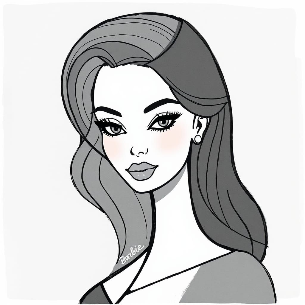 Cubist Barbie in Grey Tones