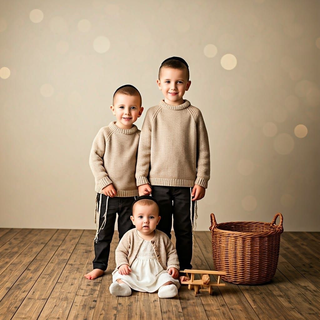Brothers and Sister in Studio Portrait