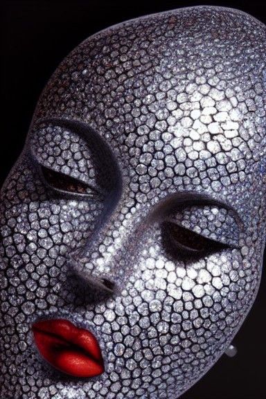 Hyperreal Sculpture of a Fractured Woman with Flames