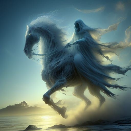 Woman on Rocky Beach at Sunset in Impressionist Style