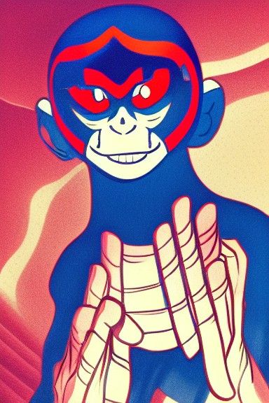 Psychedelic Retro Sci-Fi Monkey Portrait