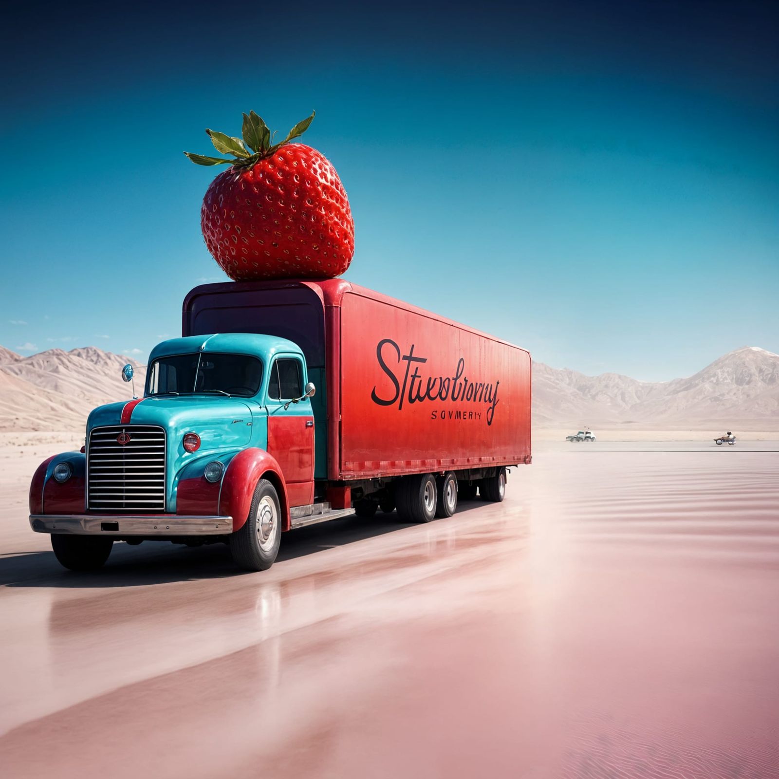 Giant Strawberry on a 1950s Truck