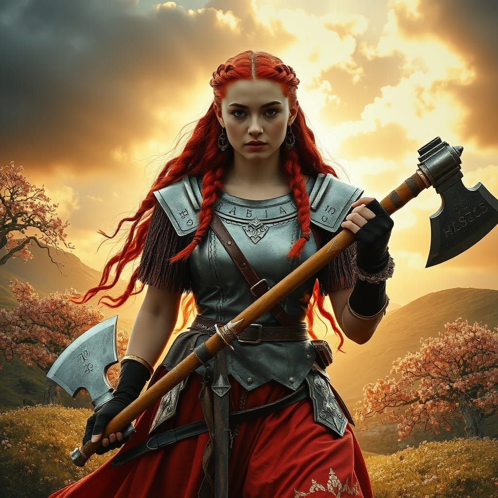 Warrior Princess Double Exposure: Fantasy and Realism