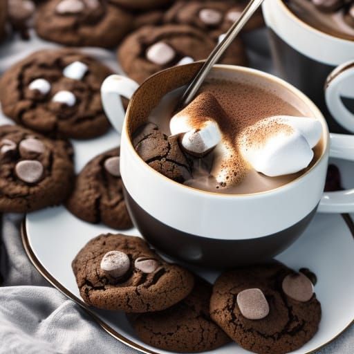 Hot Cocoa with Marshmallows and Cookies, Professional Photo