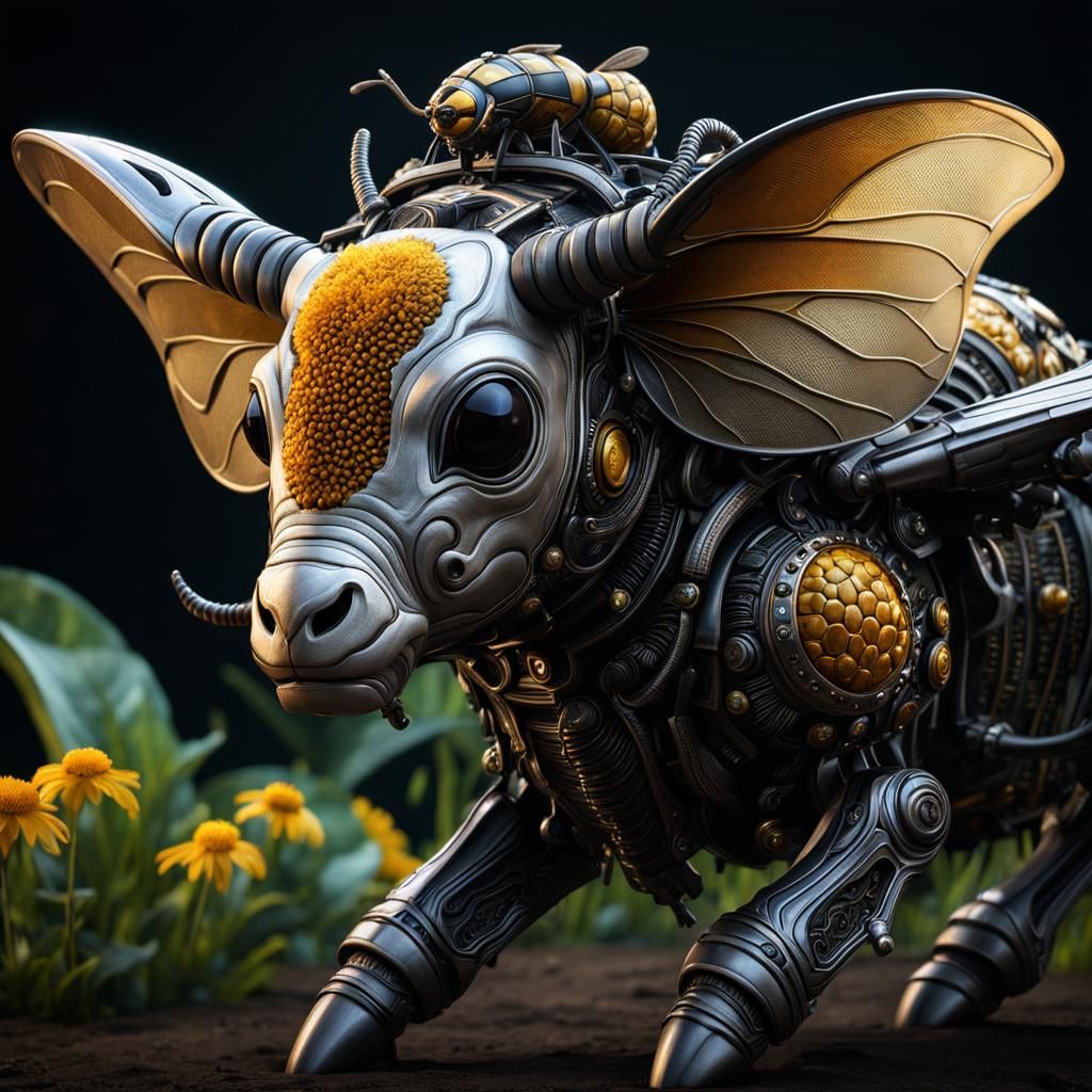 Psychedelic Bee-Calf Fusion in Fantasy Style