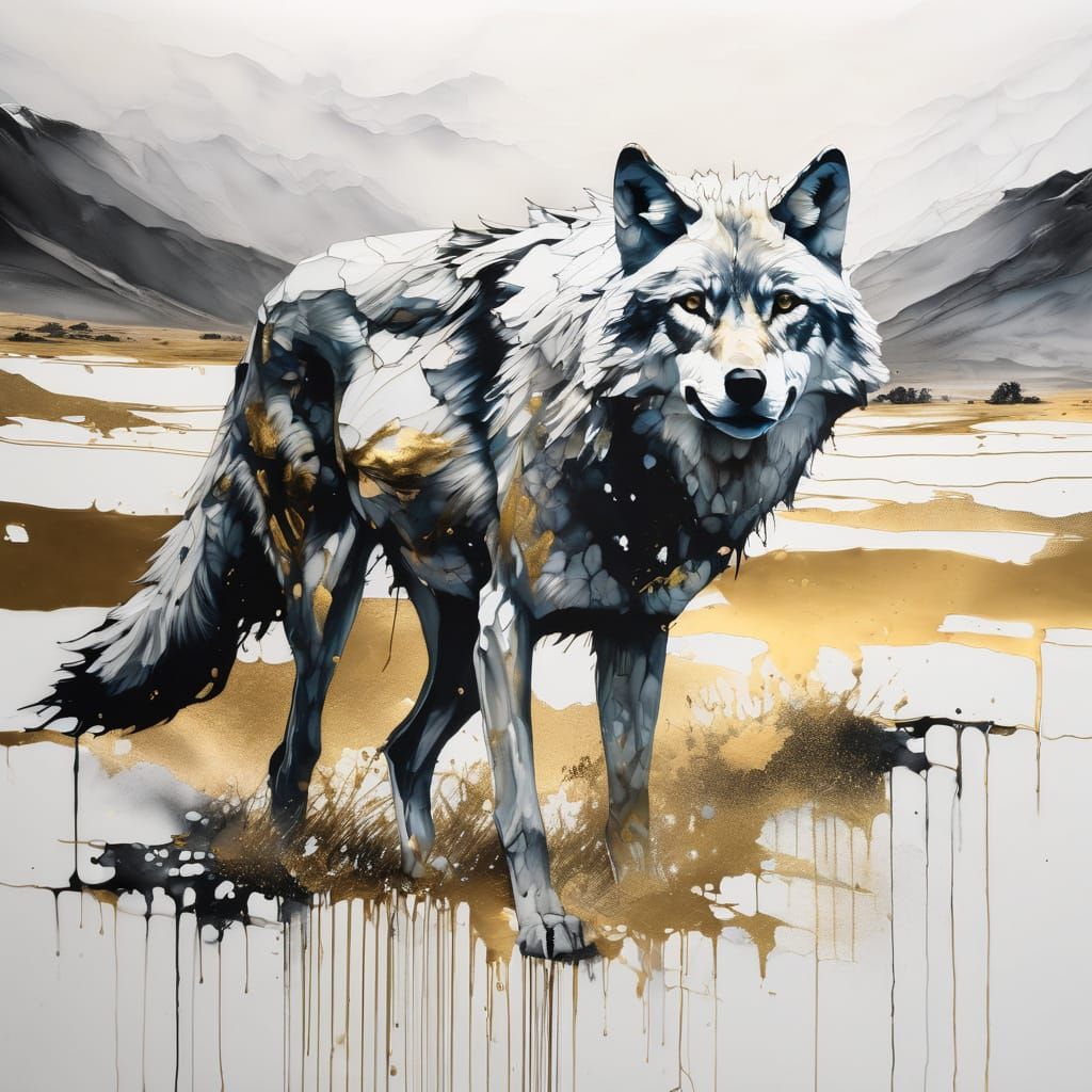 Wise Wolf Pack on Tundra in Alcohol Ink Glasswork