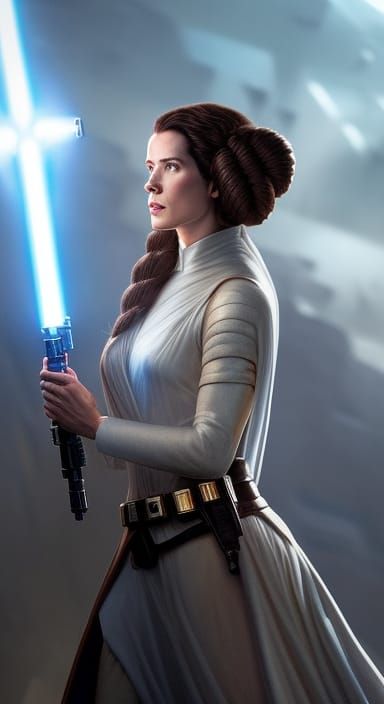 Hyperrealistic Princess Leia Portrait in Art Nouveau Style