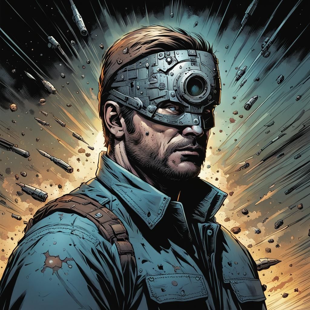 Man with Bullet Hole: Comic Book Art