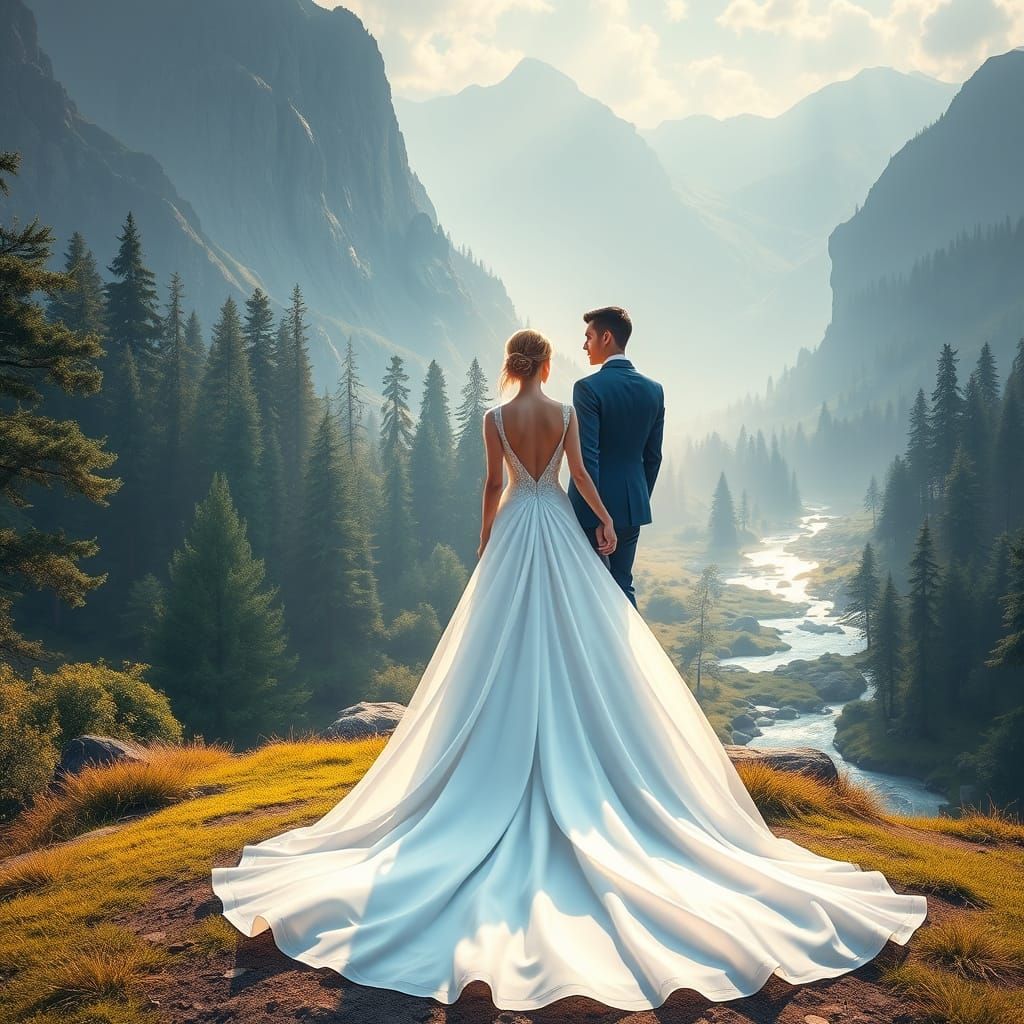 Dreamy Couple Walks Towards Enchanted Paradise