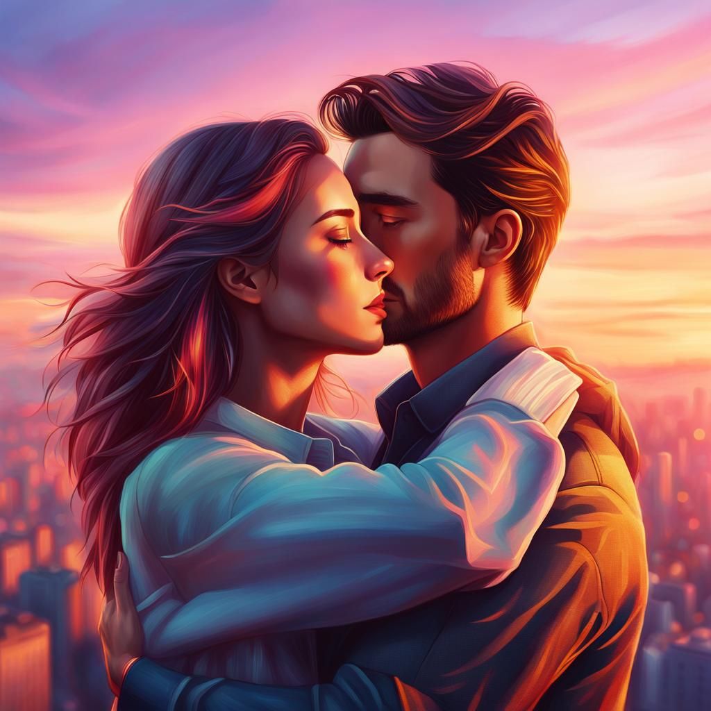 Tender Portrait in Pastel Colors at Sunset